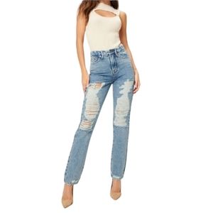 Good American Good Boy Distressed Denim Jeans New size 12 / 32 inch inseam